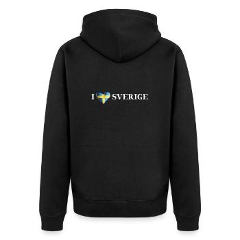 I LOVE SVERIGE Geschenkidee Schweden schwedisch - Unisex Premium Bio Zip Hoodie - Schwarz - Hinten - Nico (187cm)