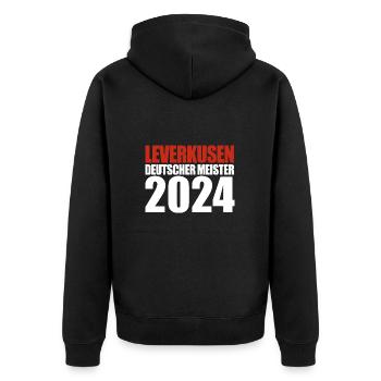 Leverkusen - Deutscher Meister 2024 - Unisex Premium Bio Zip Hoodie - Schwarz - Hinten - Nico (187cm)