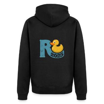 Rente Ente 2025 - Ruhestand - Pension - Unisex Premium Bio Zip Hoodie - Schwarz - Hinten - Nico (187cm)