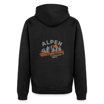 Alpenüberquerung Oberstdorf Meran Wandern - Unisex Premium Bio Zip Hoodie - Schwarz - Hinten - Nico (187cm)