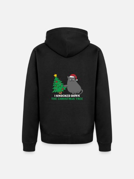 Kattegave- julegave katt - Premium økologisk unisex-hettejakke - svart
