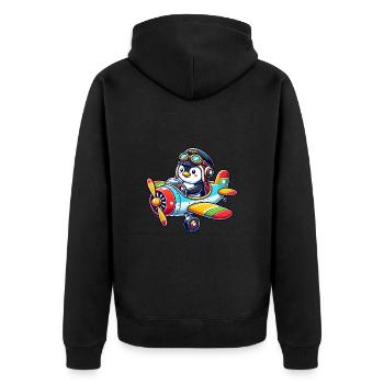 Licence de vol de pilote de pingouin Avion Dessin animé volant - Veste à capuche bio Premium Unisexe - noir - Dos - Nico (187cm)