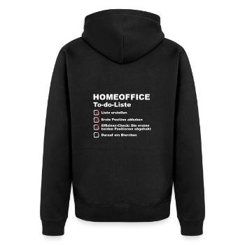 Homeoffice To do Liste - Bier Geschenk - Unisex Premium Bio Zip Hoodie - Schwarz - Hinten - Nico (187cm)