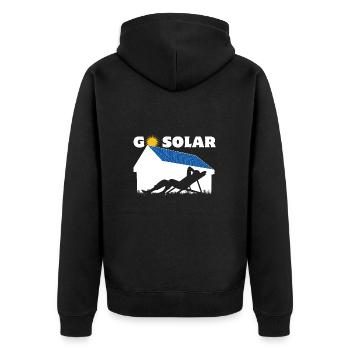 Go Solar - Photovoltaics - Solar Energy - Horizon - Unisex Premium Organic Zip Hoodie - black - Back - Nico (187cm)