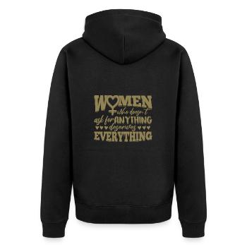 Starke Frauen verdienen alles Weltfrauentag - Unisex Premium Bio Zip Hoodie - Schwarz - Hinten - Nico (187cm)