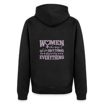 Starke Frauen verdienen alles Weltfrauentag - Unisex Premium Bio Zip Hoodie - Schwarz - Hinten - Nico (187cm)