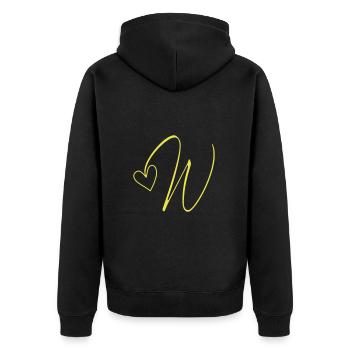 Lettre W Lettre-W Calligraphie - Veste à capuche bio Premium Unisexe - noir - Dos - Nico (187cm)