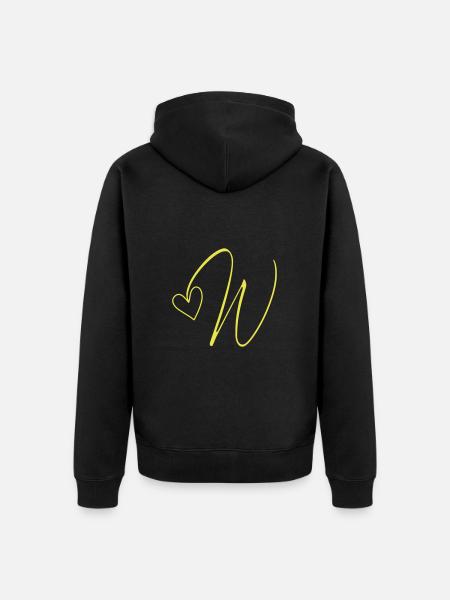Letter W Letter-W Calligraphy - Unisex Premium Organic Zip Hoodie - black