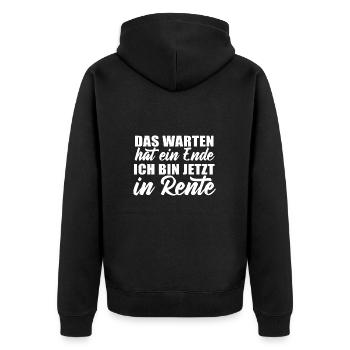 Das Warten hat ein Ende ich bin jetzt in Rente - Unisex Premium Bio Zip Hoodie - Schwarz - Hinten - Nico (187cm)