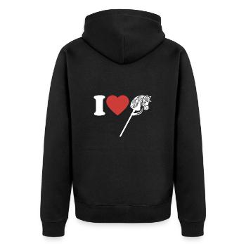 J’aime hobby cheval - Coeur - Hobby - Veste à capuche bio Premium Unisexe - noir - Dos - Nico (187cm)