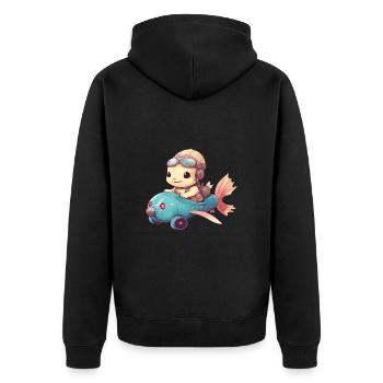 Axolotl mignon, pilote de bande dessinée, caisse à savon pour enfants - Veste à capuche bio Premium Unisexe - noir - Dos - Nico (187cm)