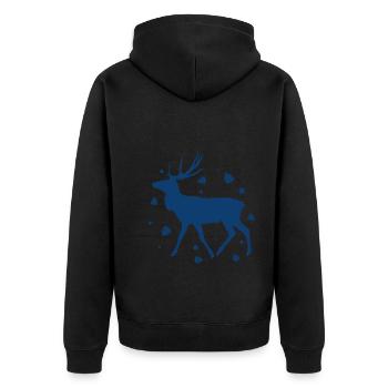 Hirsch - Wald Natur Tierschutz - Unisex Premium Bio Zip Hoodie - Schwarz - Hinten - Nico (187cm)