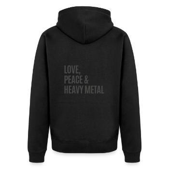 Love Peace & Heavy Metal - Unisex Premium Bio Zip Hoodie - Schwarz - Hinten - Nico (187cm)