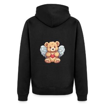 bär engel flügel herz liebe valentinstag - Unisex Premium Bio Zip Hoodie - Schwarz - Hinten - Nico (187cm)