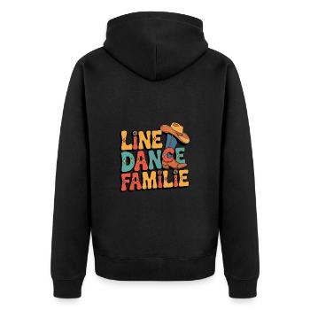 Line Dance Familie - Unisex Premium Bio Zip Hoodie - Schwarz - Hinten - Nico (187cm)