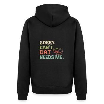Pardon. Ne. Le chat a besoin de moi. - Veste à capuche bio Premium Unisexe - noir - Dos - Nico (187cm)