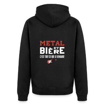 Metal et bière c'est tout ce que je demande - Veste à capuche bio Premium Unisexe - noir - Dos - Nico (187cm)