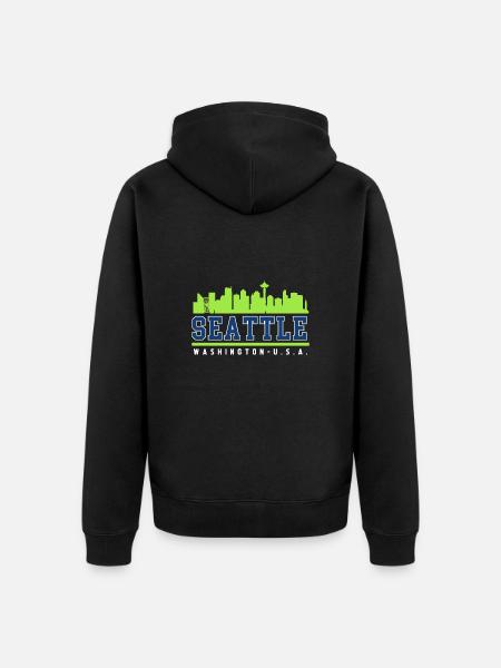Seattle Skyline Washington usa - Unisex Premium Organic Zip Hoodie - black