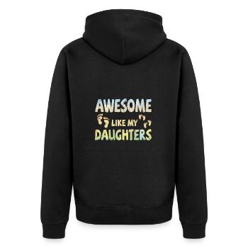 Génial comme mes 2 filles avec des empreintes de pas - Veste à capuche bio Premium Unisexe - noir - Dos - Nico (187cm)