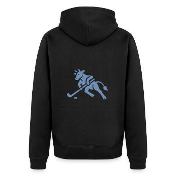 Kuh Bulle Eishockeyspieler Silhouette - Unisex Premium Organic Zip Hoodie - black - Back - Nico (187cm)