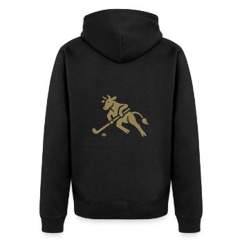 Cow Bull Hockey Player Silhouette - Unisex Premium Organic Zip Hoodie - black - Back - Nico (187cm)