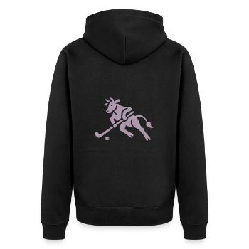 Cow Bull Hockey Player Silhouette - Unisex Premium Organic Zip Hoodie - black - Back - Nico (187cm)