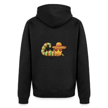 Wurm Lustig Sombrero - Unisex Premium Bio Zip Hoodie - Schwarz - Hinten - Nico (187cm)