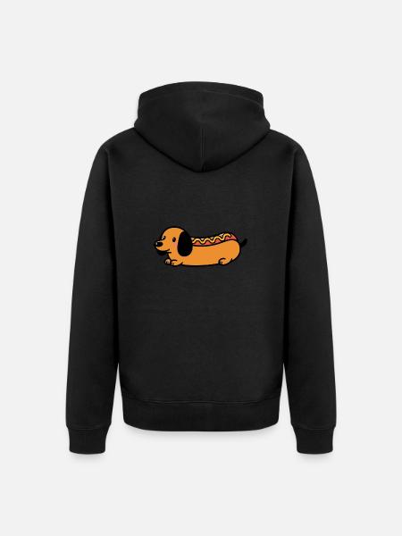 Comic Dog Hot Dog Viennese Bassotto Hot Dog Senape - Felpa con cappuccio ecologica premium unisex - nero