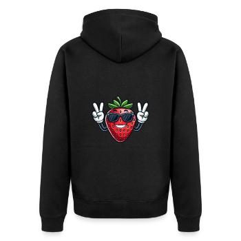 Dessin animé sucré Fraise Paix Fruité - Veste à capuche bio Premium Unisexe - noir - Dos - Nico (187cm)