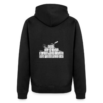Maurer Geschenkkdeen Pocket - Unisex Premium Bio Zip Hoodie - Schwarz - Hinten - Nico (187cm)