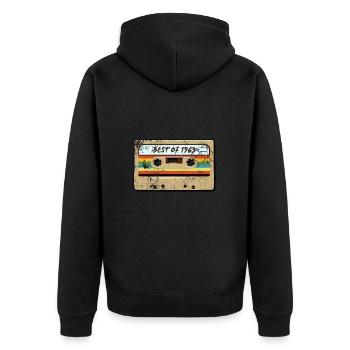 Best of 1963 - Geburtstag Vintage Kassette - Unisex Premium Bio Zip Hoodie - Schwarz - Hinten - Nico (187cm)