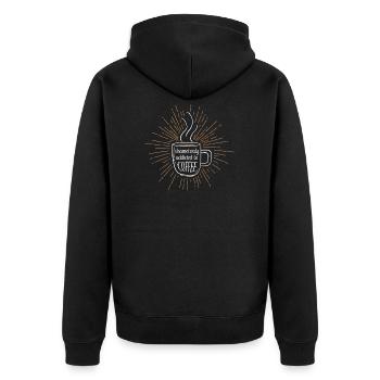 Kaffee Süchtig Coffee Bürohumor Satire Tasse - Unisex Premium Bio Zip Hoodie - Schwarz - Hinten - Nico (187cm)