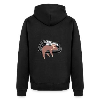 Climbing Sloth Sleeping On A Carabiner - Unisex Premium Organic Zip Hoodie - black - Back - Nico (187cm)