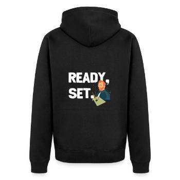Fertiges Set Gogh - Unisex Premium Bio Zip Hoodie - Schwarz - Hinten - Nico (187cm)