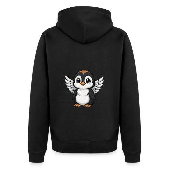 Süßer Pinguin Engel mit Engelsflügel Cartoon  - Unisex Premium Bio Zip Hoodie - Schwarz - Hinten - Nico (187cm)