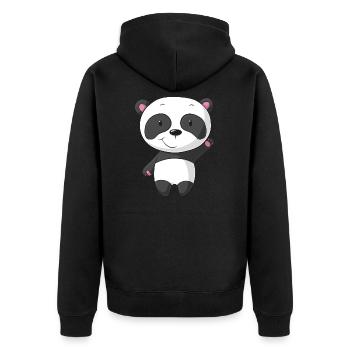 Santander ondulant Comic Panda - Veste à capuche bio Premium Unisexe - noir - Dos - Nico (187cm)