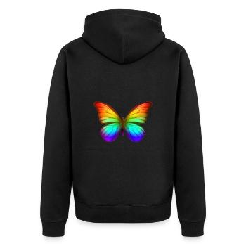 Rainbow Butterfly Colorful Nature Design - Unisex Premium Organic Zip Hoodie - black - Back - Nico (187cm)