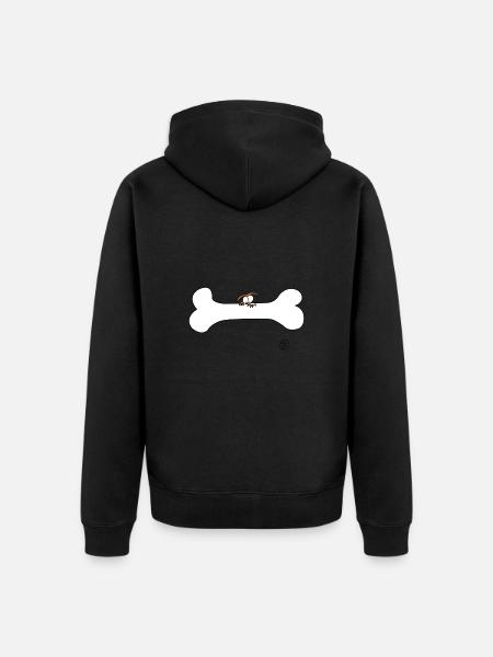 Dog with bone - Unisex Premium Organic Zip Hoodie - black