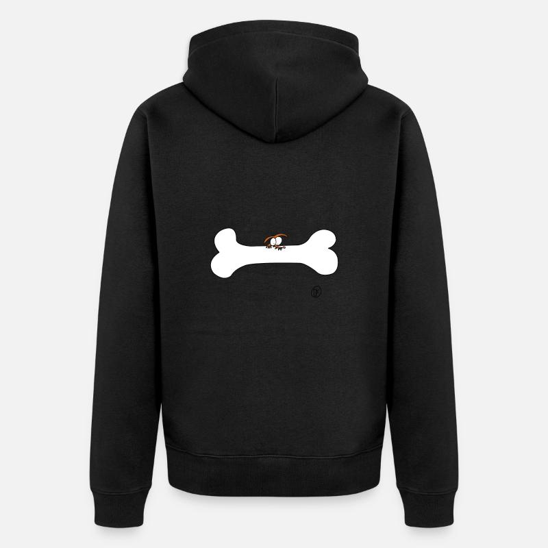 Hund mit Knochen - Unisex Premium Bio Zip Hoodie - Schwarz