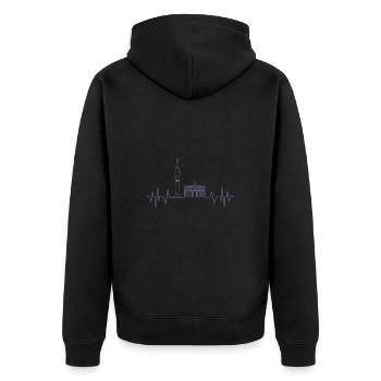Berlin Heartbeat Design TV Tower and - Unisex Premium Organic Zip Hoodie - black - Back - Nico (187cm)