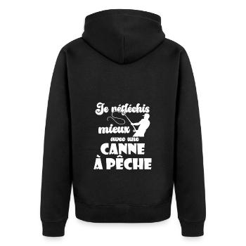 Pêche phrase humour pêcheur homme - Veste à capuche bio Premium Unisexe - noir - Dos - Nico (187cm)