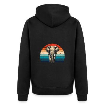 Elefant - Großwild, Stoßzahn, Elfenbein sunset - Unisex Premium Bio Zip Hoodie - Schwarz - Hinten - Nico (187cm)