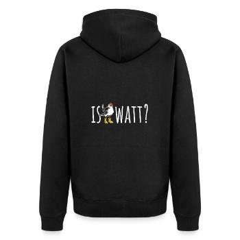 Möwe - Is Watt? - Nordsee - Geschenk - Unisex Premium Bio Zip Hoodie - Schwarz - Hinten - Nico (187cm)