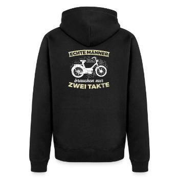 Mofa Geschenk - Unisex Premium Bio Zip Hoodie - Schwarz - Hinten - Nico (187cm)