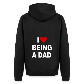 Fier Père Papa Fils Fille Amour Paternité - Veste à capuche bio Premium Unisexe - noir - Dos - Nico (187cm)