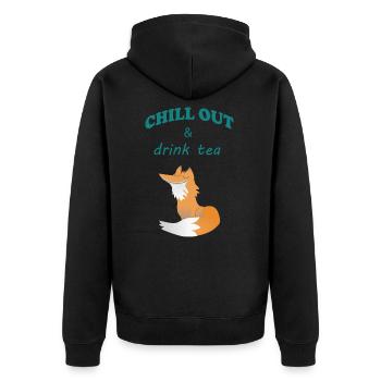 Chill Out - Unisex Premium Bio Zip Hoodie - Schwarz - Hinten - Nico (187cm)