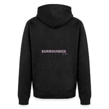 Surrounded by Idiots Funny Sayings - Unisex Premium Organic Zip Hoodie - black - Back - Nico (187cm)