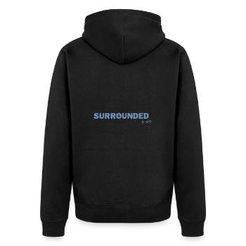 Surrounded by Idiots Funny Sayings - Unisex Premium Organic Zip Hoodie - black - Back - Nico (187cm)