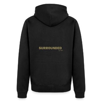 Surrounded by Idiots Funny Sayings - Unisex Premium Organic Zip Hoodie - black - Back - Nico (187cm)