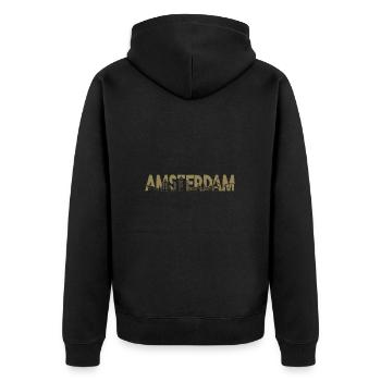 Amsterdam Skyline Silhouette – Urban - Unisex Premium Organic Zip Hoodie - black - Back - Nico (187cm)